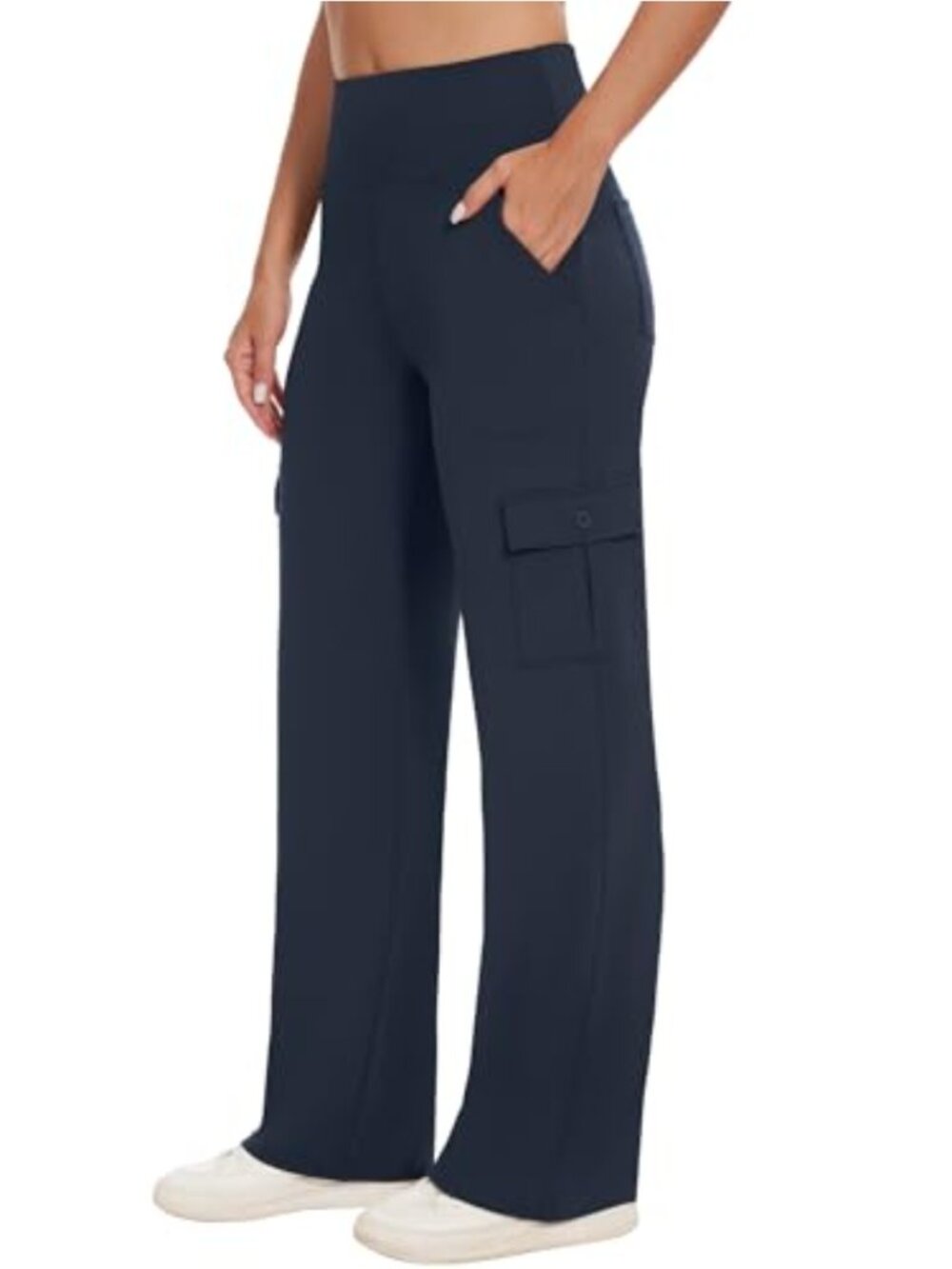 High Waist Wide Leg Cargo Yoga Pants with Pockets Stretch Business Travel